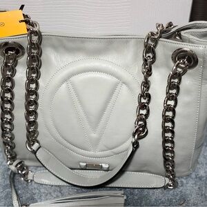 Valentino Gray Shoulder Bag with Chain Details